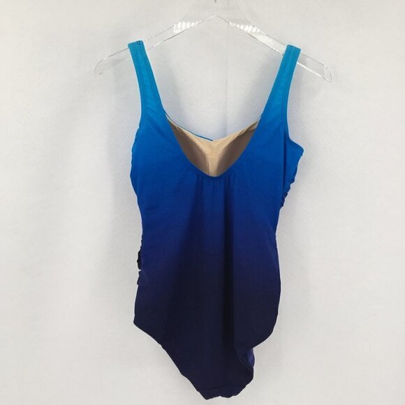 Lands End tank Tummy Control swimsuit ombre one-piece navy blue tank 10 - Picture 4 of 6